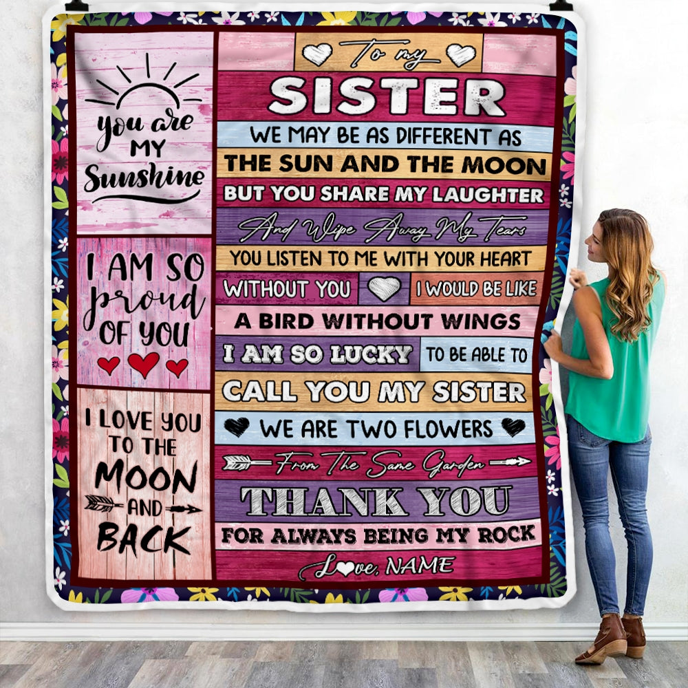 Personalized to My Sister Blanket From Sister Brother Thank You My Best Besties Sister Birthday Graduation Christmas Customized Fleece Throw Blanket Blanket | Teecentury.com