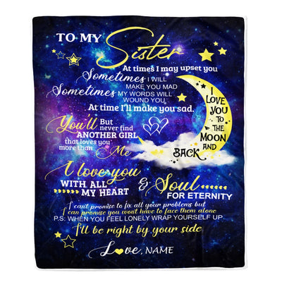 Personalized to My Sister From Brother Custom Name Love You Moon and Back Birthday Birthday Gift Graduation Christmas Bed Quilt Fleece Throw Blanket Blanket | Teecentury.com