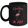 Pink Flamingo In Santa Hat Christmas In July Girl Mug Coffee Mug | Teecentury.com