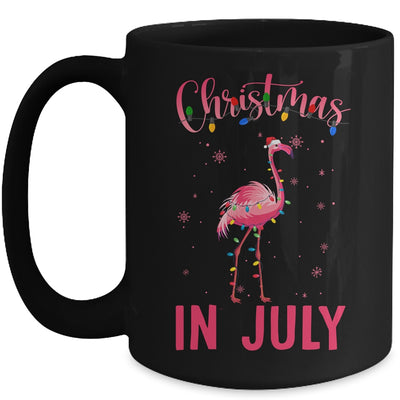 Pink Flamingo In Santa Hat Christmas In July Girl Mug Coffee Mug | Teecentury.com