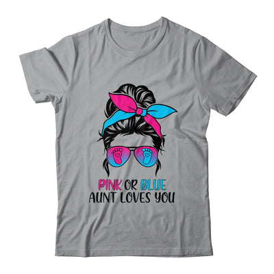 Pink Or Blue Aunt Loves You Gender Reveal Hair Glasses T-Shirt & Tank Top | Teecentury.com