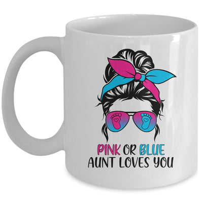 Pink Or Blue Aunt Loves You Gender Reveal Hair Glasses Mug Coffee Mug | Teecentury.com