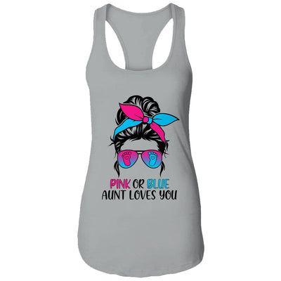 Pink Or Blue Aunt Loves You Gender Reveal Hair Glasses T-Shirt & Tank Top | Teecentury.com