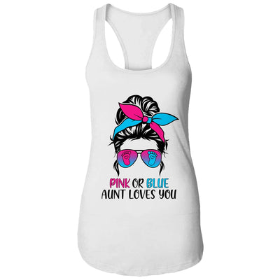 Pink Or Blue Aunt Loves You Gender Reveal Hair Glasses T-Shirt & Tank Top | Teecentury.com