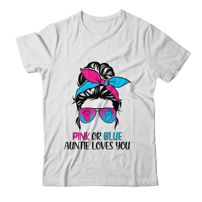 Pink Or Blue Auntie Loves You Gender Reveal Hair Glasses T-Shirt & Tank Top | Teecentury.com