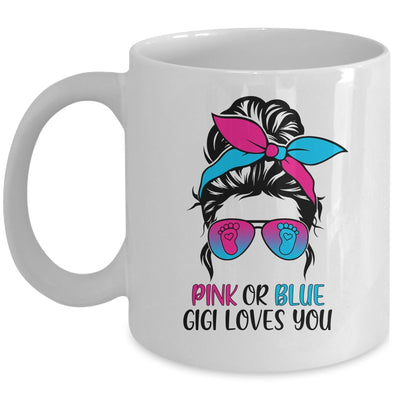 Pink Or Blue Gigi Loves You Gender Reveal Hair Glasses Mug Coffee Mug | Teecentury.com