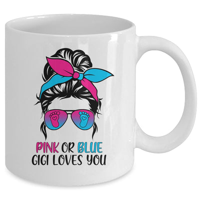 Pink Or Blue Gigi Loves You Gender Reveal Hair Glasses Mug Coffee Mug | Teecentury.com