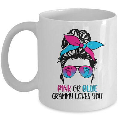 Pink Or Blue Grammy Loves You Gender Reveal Hair Glasses Mug Coffee Mug | Teecentury.com