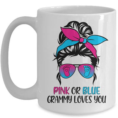 Pink Or Blue Grammy Loves You Gender Reveal Hair Glasses Mug Coffee Mug | Teecentury.com