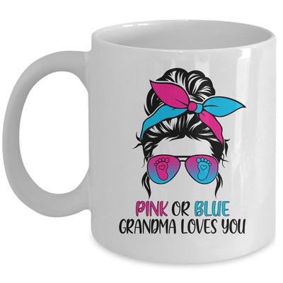 Pink Or Blue Grandma Loves You Gender Reveal Hair Glasses Mug Coffee Mug | Teecentury.com