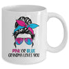 Pink Or Blue Grandma Loves You Gender Reveal Hair Glasses Mug Coffee Mug | Teecentury.com