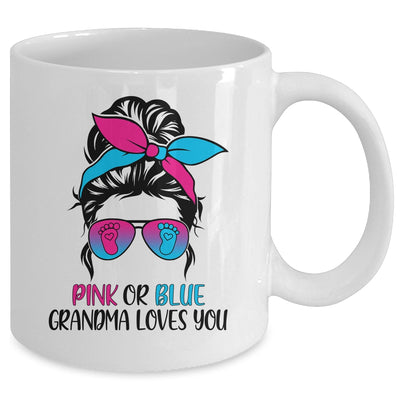 Pink Or Blue Grandma Loves You Gender Reveal Hair Glasses Mug Coffee Mug | Teecentury.com