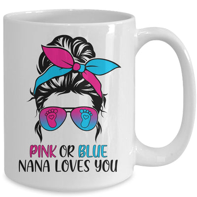 Pink Or Blue Nana Loves You Gender Reveal Hair Glasses Mug Coffee Mug | Teecentury.com