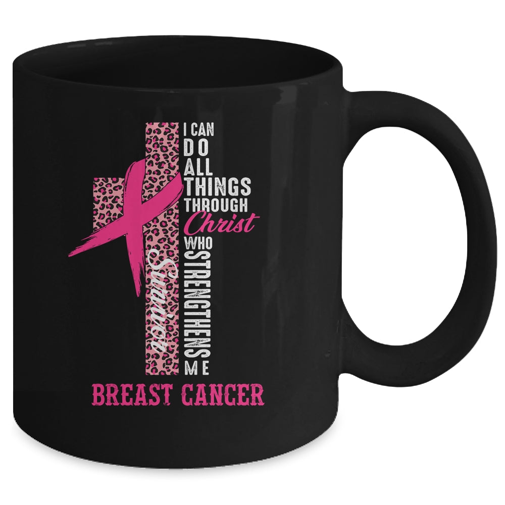 Pink Ribbon Breast Cancer Survivor Christian Cross Mug | teecentury