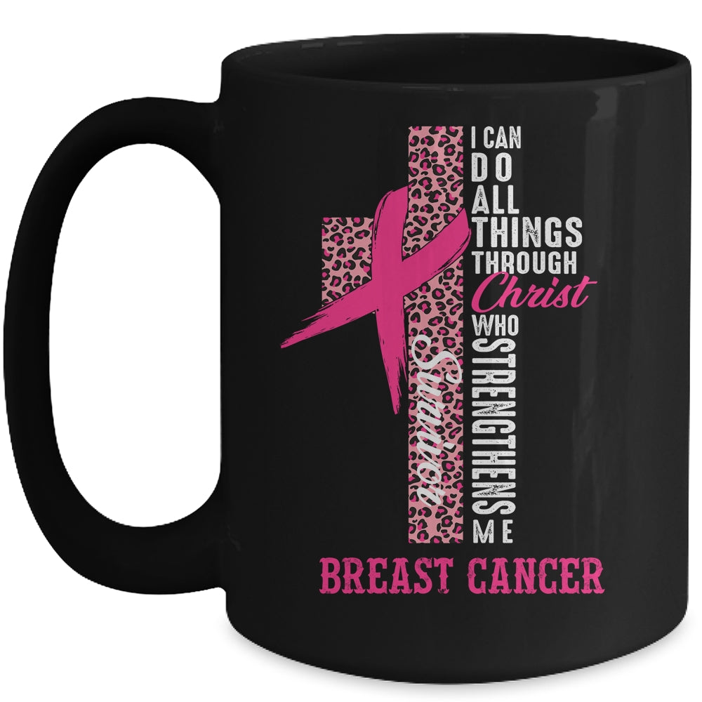 Pink Ribbon Breast Cancer Survivor Christian Cross Mug | teecentury