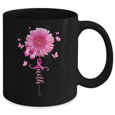 Pink Ribbon Daisy Faith Breast Cancer Awareness Butterfly Mug Coffee Mug | Teecentury.com