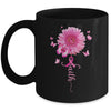 Pink Ribbon Daisy Faith Breast Cancer Awareness Butterfly Mug Coffee Mug | Teecentury.com