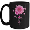 Pink Ribbon Daisy Faith Breast Cancer Awareness Butterfly Mug Coffee Mug | Teecentury.com