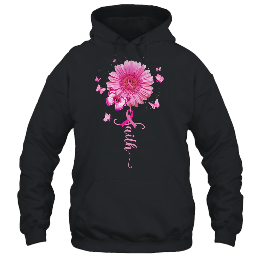 Pink Ribbon Daisy Faith Breast Cancer Awareness Butterfly T-Shirt & Hoodie | Teecentury.com