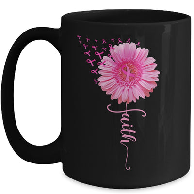 Pink Ribbon Daisy Faith Breast Cancer Awareness Month Mug Coffee Mug | Teecentury.com