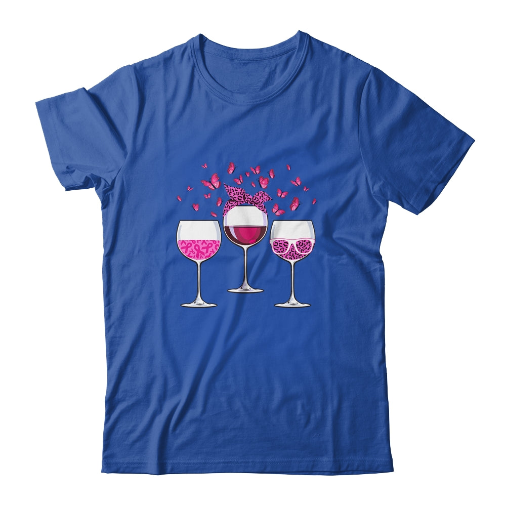 Pink Ribbon Wine Glass Butterfly Breast Cancer Awareness T-Shirt & Hoodie | Teecentury.com