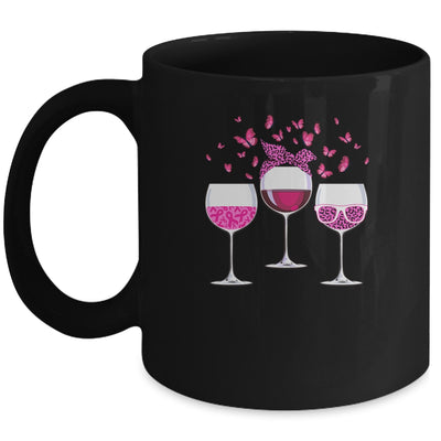 Pink Ribbon Wine Glass Butterfly Breast Cancer Awareness Mug Coffee Mug | Teecentury.com