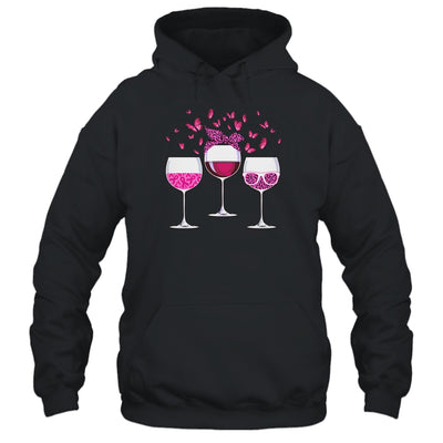 Pink Ribbon Wine Glass Butterfly Breast Cancer Awareness T-Shirt & Hoodie | Teecentury.com