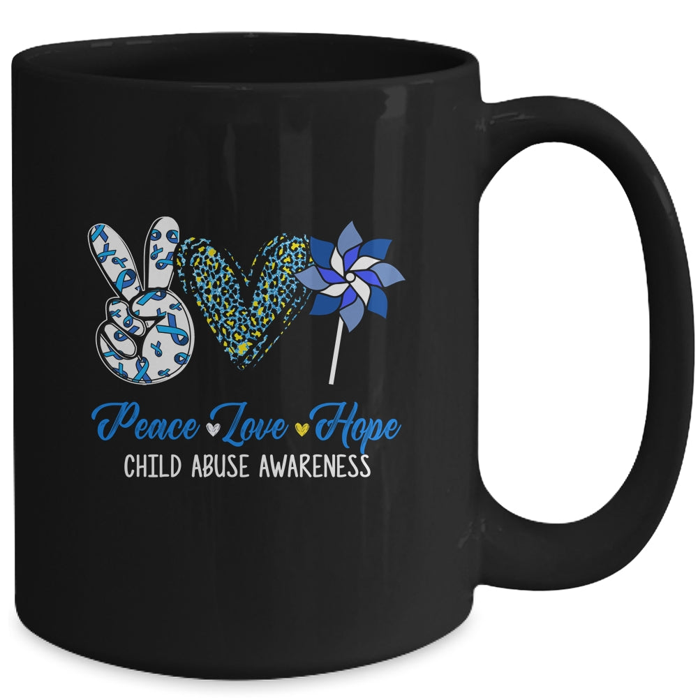 Pinwheel Peace Love Hope Child Abuse Prevention Awareness Mug | teecentury