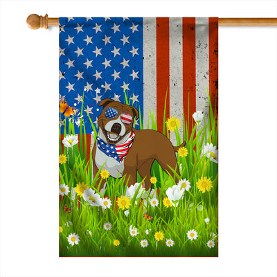 Pitbull American USA Flag 4th of July Dog Lover On Independence Day | teecentury