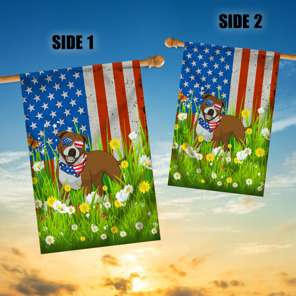 Pitbull American USA Flag 4th of July Dog Lover On Independence Day | teecentury
