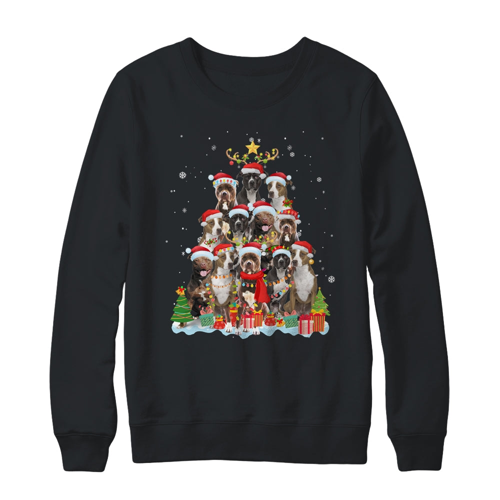 Pitbull Christmas Tree Pajama Xmas T-Shirt & Sweatshirt | Teecentury.com