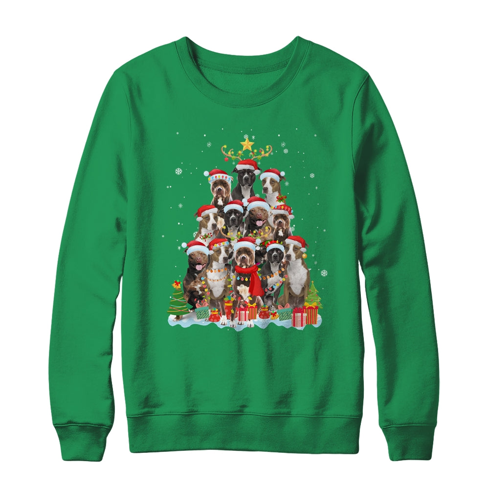 Pitbull Christmas Tree Pajama Xmas T-Shirt & Sweatshirt | Teecentury.com