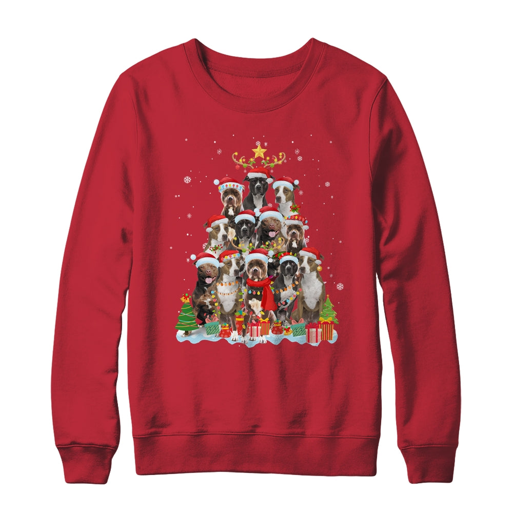 Pitbull Christmas Tree Pajama Xmas T-Shirt & Sweatshirt | Teecentury.com