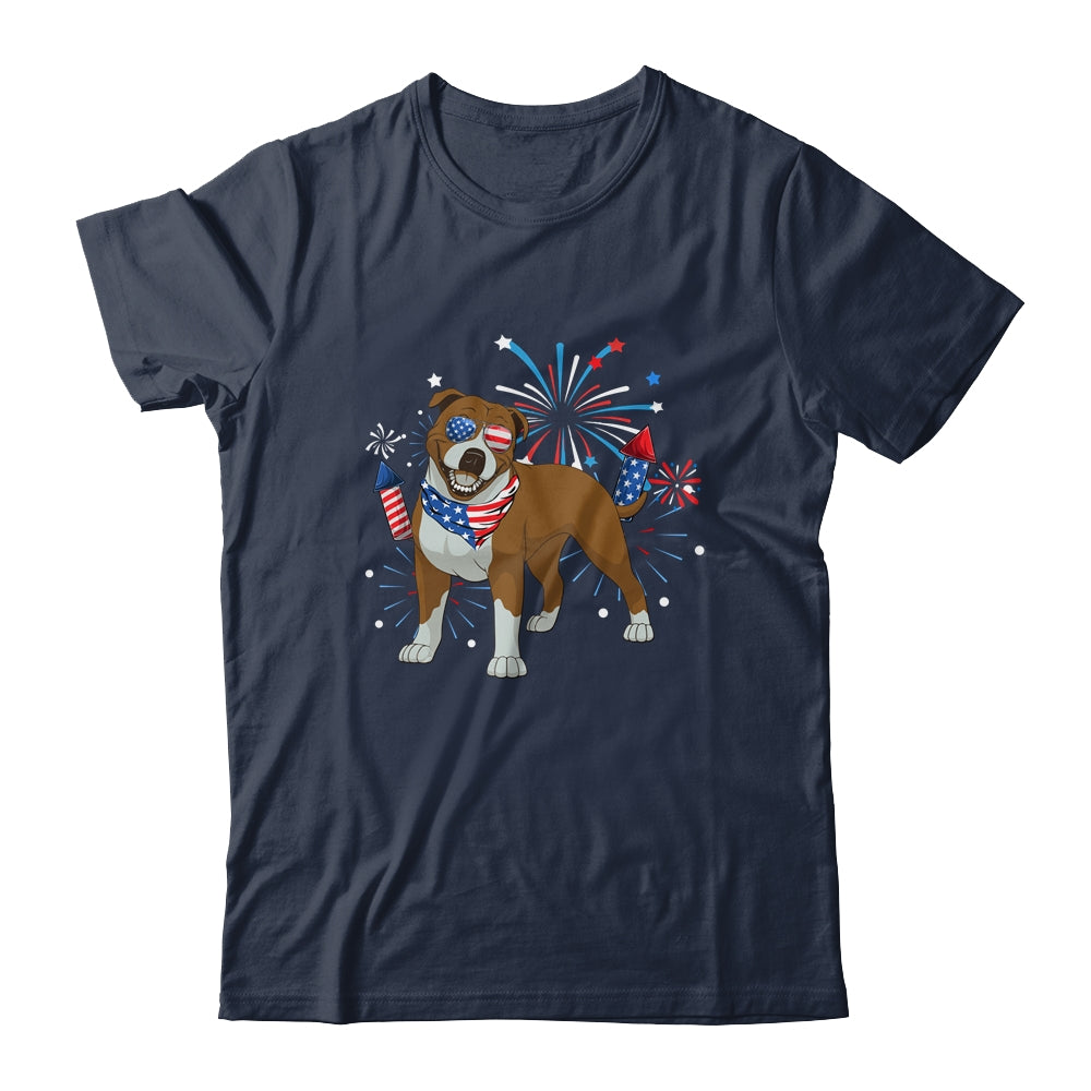 Pitbull Dog American USA Flag 4th of July Men women Lover Shirt & Tank Top | teecentury