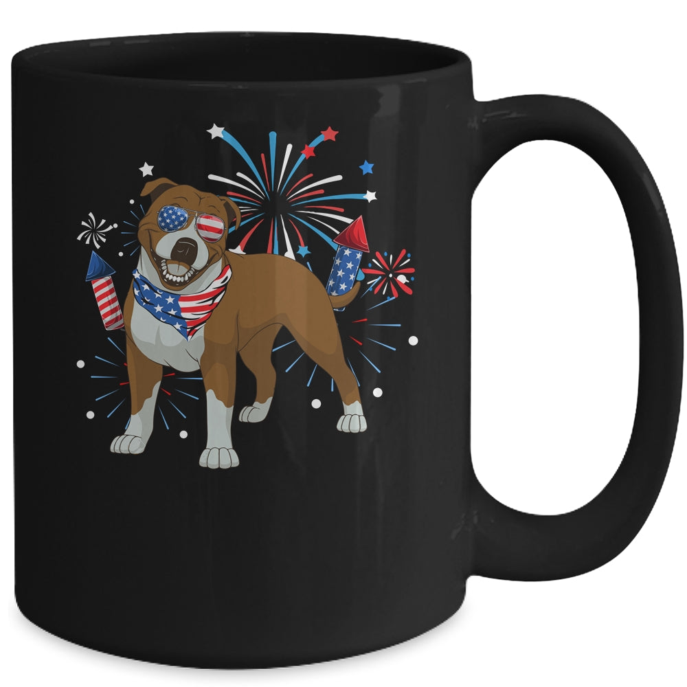 Pitbull Dog American USA Flag 4th of July Men women Lover Mug | teecentury