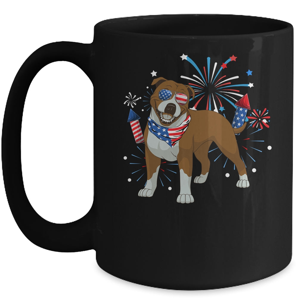 Pitbull Dog American USA Flag 4th of July Men women Lover Mug | teecentury