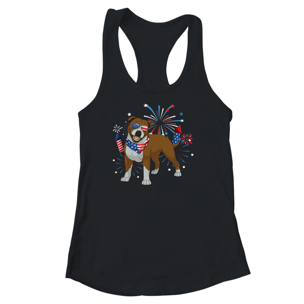 Pitbull Dog American USA Flag 4th of July Men women Lover Shirt & Tank Top | teecentury
