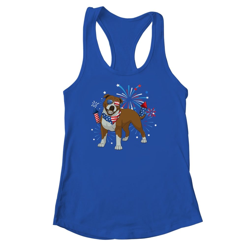 Pitbull Dog American USA Flag 4th of July Men women Lover Shirt & Tank Top | teecentury
