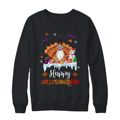 Pitbull HalloThanksMas Halloween Thanksgiving Christmas Shirt & Sweatshirt | teecentury