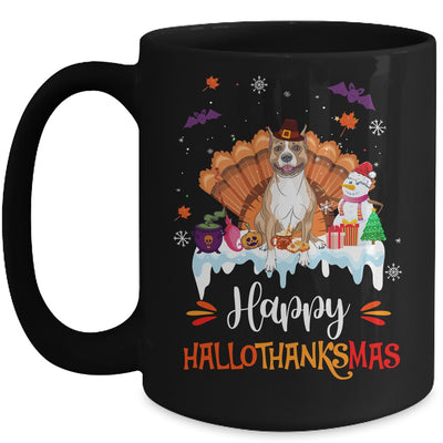 Pitbull HalloThanksMas Halloween Thanksgiving Christmas Mug | teecentury