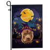 Pitbull Witch Halloween Flag Castle Background For Dog Lover Home Flag | Teecentury.com