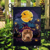 Pitbull Witch Halloween Flag Castle Background For Dog Lover Home Flag | Teecentury.com