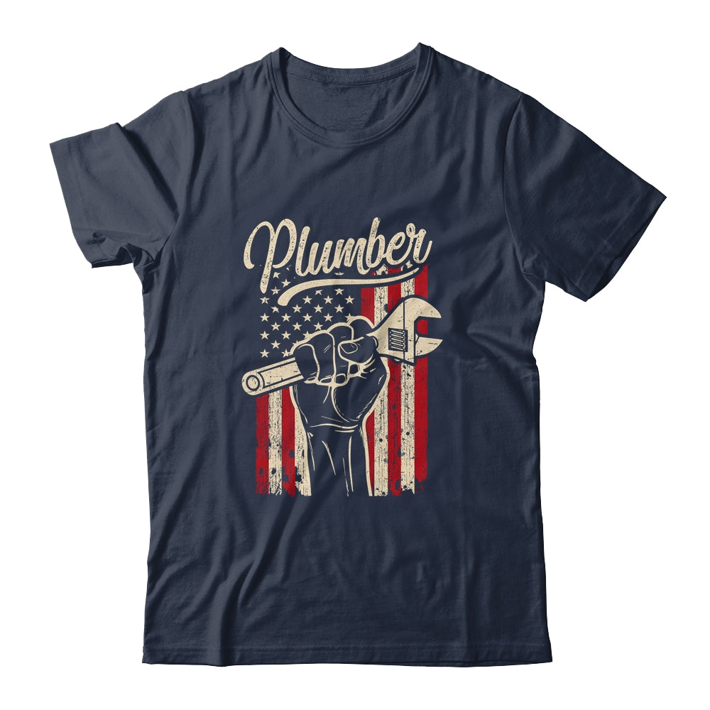 Plumber American Flag Plumbing Pipe Wrench USA Patriotic T-Shirt & Hoodie | Teecentury.com