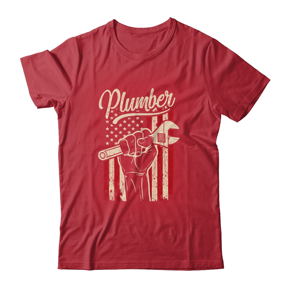 Plumber American Flag Plumbing Pipe Wrench USA Patriotic T-Shirt & Hoodie | Teecentury.com
