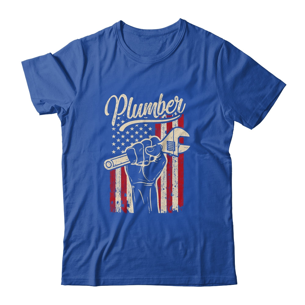 Plumber American Flag Plumbing Pipe Wrench USA Patriotic T-Shirt & Hoodie | Teecentury.com