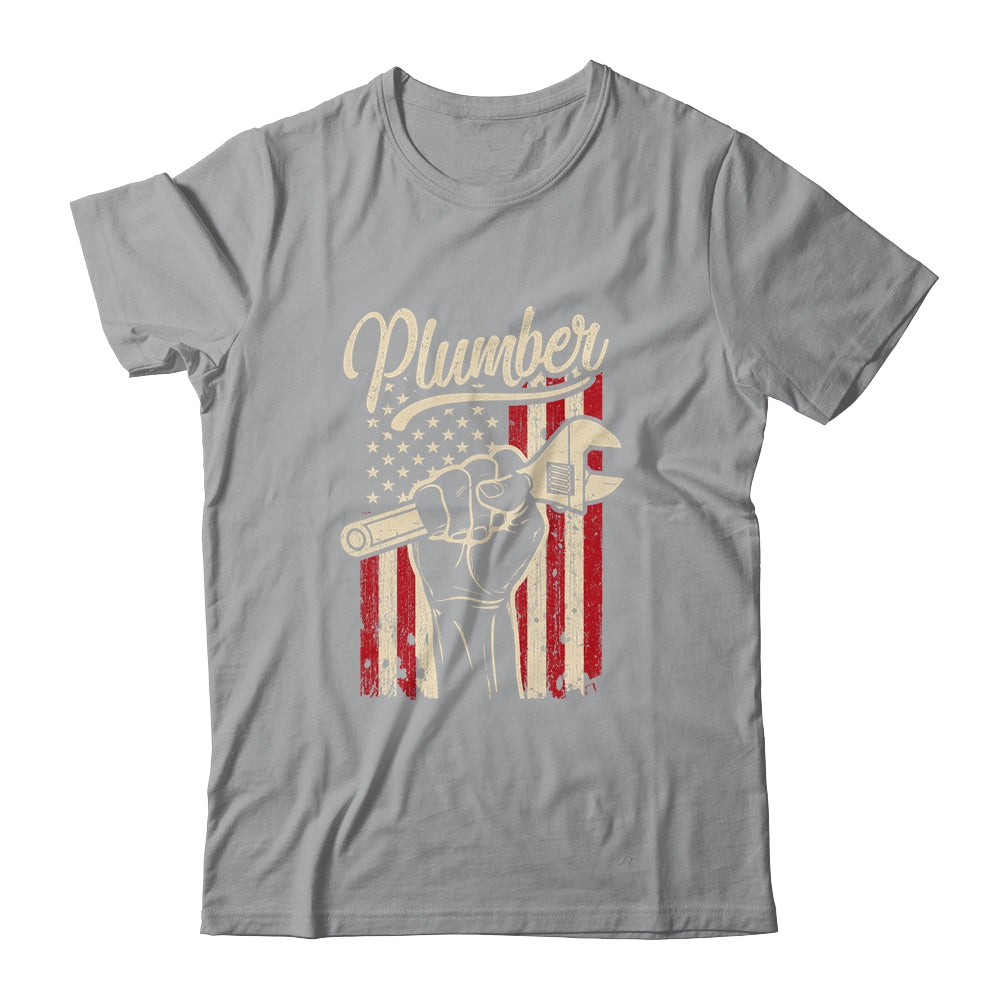 Plumber American Flag Plumbing Pipe Wrench USA Patriotic T-Shirt & Hoodie | Teecentury.com