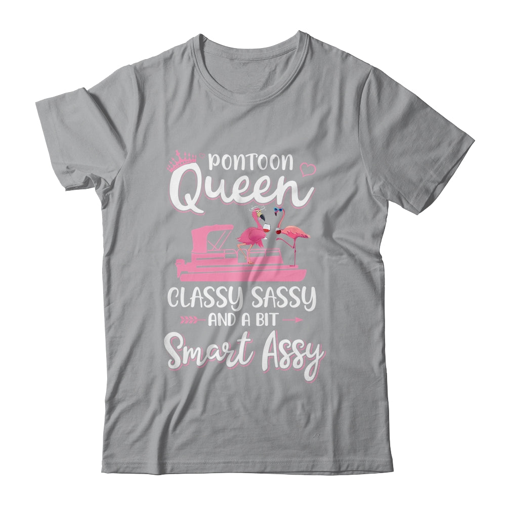 Pontoon Queen Classy Sassy Funny Flamingo Drink Wine T-Shirt & Tank Top | Teecentury.com