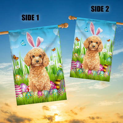 Poodle Happy Easter Day Holiday Flag Funny Dog Dog Wear Bunny Ears Headband Cute for Home Decor | teecentury