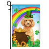 Poodle St Patrick's Day Dog Flag Funny Peeking Dog Wear Green Hat Golden Pot Coin Shamrock Rainbow Spring Banner for Home Decor | teecentury