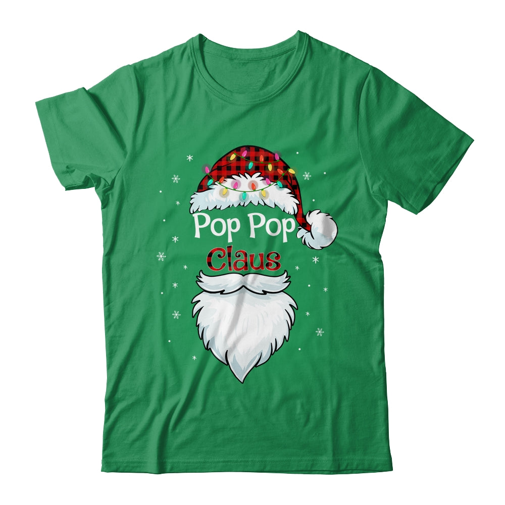 Pop Pop Claus Beard Red Plaid Christmas Pajamas Xmas T-Shirt & Sweatshirt | Teecentury.com